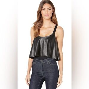 Commando Black Faux Leather Flowy Bodysuit